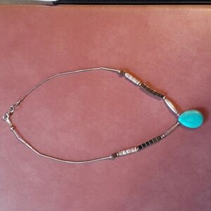 Turquoise, Hematite Liquid Silver Necklace